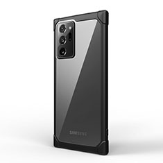 Samsung Galaxy Note 20 Ultra 5G用ハイブリットバンパーケース クリア透明 プラスチック 鏡面 カバー M03 サムスン ブラック