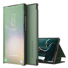 Samsung Galaxy Note 20 Ultra 5G用手帳型 レザーケース スタンド カバー ZL1 サムスン グリーン