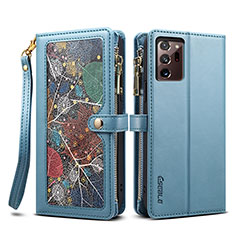 Samsung Galaxy Note 20 Ultra 5G用手帳型 レザーケース スタンド カバー B02S サムスン ネイビー