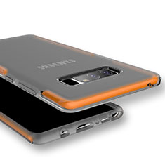 Samsung Galaxy Note 8用極薄ソフトケース シリコンケース 耐衝撃 全面保護 クリア透明 サムスン オレンジ