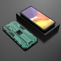 Samsung Galaxy Quantum2 5G用ハイブリットバンパーケース スタンド プラスチック 兼シリコーン カバー マグネット式 T01 サムスン グリーン