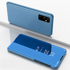 Samsung Galaxy Quantum2 5G用手帳型 レザーケース スタンド 鏡面 カバー ZL1 サムスン ネイビー