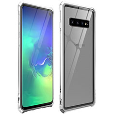 Samsung Galaxy S10 5G用ケース 高級感 手触り良い アルミメタル 製の金属製 360度 フルカバーバンパー 鏡面 カバー サムスン シルバー