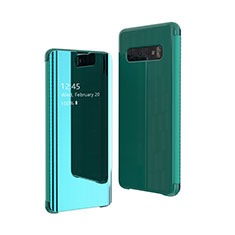 Samsung Galaxy S10 5G SM-G977B用手帳型 レザーケース スタンド 鏡面 カバー L01 サムスン グリーン