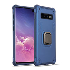 Samsung Galaxy S10用ハイブリットバンパーケース プラスチック アンド指輪 マグネット式 T01 サムスン ネイビー