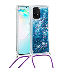 Samsung Galaxy S10 Lite用シリコンケース ソフトタッチラバー ブリンブリン カバー 携帯ストラップ S03 サムスン ネイビー