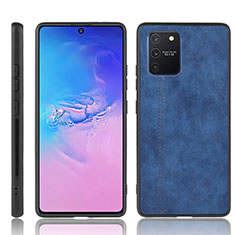 Samsung Galaxy S10 Lite用ケース 高級感 手触り良いレザー柄 サムスン ネイビー