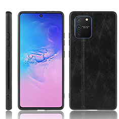 Samsung Galaxy S10 Lite用ケース 高級感 手触り良いレザー柄 サムスン ブラック