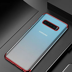 Samsung Galaxy S10 Plus用極薄ソフトケース シリコンケース 耐衝撃 全面保護 クリア透明 H06 サムスン レッド