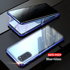 Samsung Galaxy S20用ケース 高級感 手触り良い アルミメタル 製の金属製 360度 フルカバーバンパー 鏡面 カバー LK1 サムスン ネイビー