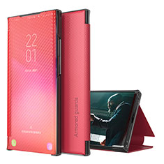 Samsung Galaxy S20用手帳型 レザーケース スタンド カバー ZL1 サムスン レッド