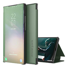 Samsung Galaxy S20用手帳型 レザーケース スタンド カバー ZL1 サムスン グリーン
