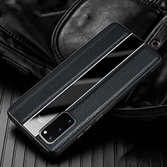 Samsung Galaxy S20用シリコンケース ソフトタッチラバー レザー柄 カバー H02 サムスン ブラック