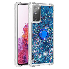 Samsung Galaxy S20 FE 4G用シリコンケース ソフトタッチラバー ブリンブリン カバー アンド指輪 S01 サムスン ネイビー