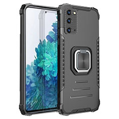 Samsung Galaxy S20 FE 4G用ハイブリットバンパーケース プラスチック アンド指輪 マグネット式 ZJ2 サムスン ブラック