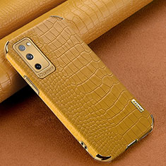 Samsung Galaxy S20 Lite 5G用ケース 高級感 手触り良いレザー柄 XD3 サムスン イエロー