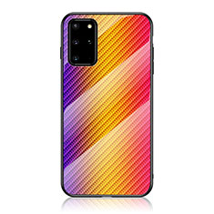 Samsung Galaxy S20 Plus用ハイブリットバンパーケース プラスチック 鏡面 虹 グラデーション 勾配色 カバー LS2 サムスン オレンジ
