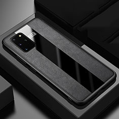 Samsung Galaxy S20 Plus用シリコンケース ソフトタッチラバー レザー柄 カバー H02 サムスン ブラック