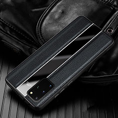Samsung Galaxy S20 Plus用シリコンケース ソフトタッチラバー レザー柄 カバー H03 サムスン ブラック