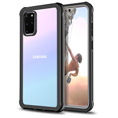 Samsung Galaxy S20 Plus用360度 フルカバーハイブリットバンパーケース クリア透明 プラスチック 鏡面 サムスン ブラック