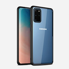 Samsung Galaxy S20 Plus用ハイブリットバンパーケース クリア透明 プラスチック 鏡面 カバー H02 サムスン ブラック