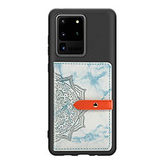 Samsung Galaxy S20 Ultra 5G用極薄ソフトケース シリコンケース 耐衝撃 全面保護 マグネット式 バンパー S09D サムスン ネイビー