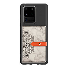 Samsung Galaxy S20 Ultra 5G用極薄ソフトケース シリコンケース 耐衝撃 全面保護 マグネット式 バンパー S09D サムスン ブラック