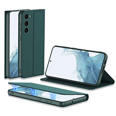 Samsung Galaxy S21 5G用手帳型 レザーケース スタンド カバー AC1 サムスン グリーン