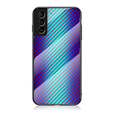 Samsung Galaxy S21 FE 5G用ハイブリットバンパーケース プラスチック 鏡面 虹 グラデーション 勾配色 カバー M01 サムスン ネイビー