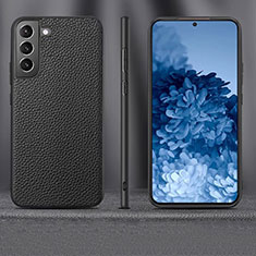 Samsung Galaxy S21 FE 5G用ケース 高級感 手触り良いレザー柄 サムスン ブラック