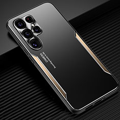 Samsung Galaxy S21 Ultra 5G用ケース 高級感 手触り良い アルミメタル 製の金属製 兼シリコン カバー M03 サムスン ゴールド
