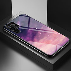 Samsung Galaxy S21 Ultra 5G用ハイブリットバンパーケース プラスチック 星空 鏡面 カバー S01 サムスン パープル