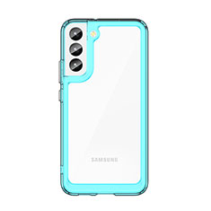 Samsung Galaxy S22 5G用ハイブリットバンパーケース クリア透明 プラスチック カバー M03 サムスン シアン