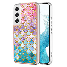 Samsung Galaxy S22 Plus 5G用シリコンケース ソフトタッチラバー バタフライ パターン カバー S01 サムスン ピンク