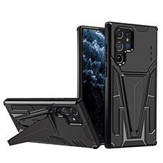 Samsung Galaxy S22 Ultra 5G用ハイブリットバンパーケース スタンド プラスチック 兼シリコーン カバー A03 サムスン ブラック