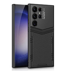 Samsung Galaxy S22 Ultra 5G用ハイブリットバンパーケース 高級感 手触り良いレザー柄 兼プラスチック AC1 サムスン ブラック