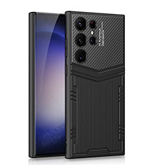 Samsung Galaxy S22 Ultra 5G用ハイブリットバンパーケース 高級感 手触り良いレザー柄 兼プラスチック AC2 サムスン ブラック