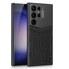 Samsung Galaxy S22 Ultra 5G用ハイブリットバンパーケース 高級感 手触り良いレザー柄 兼プラスチック AC3 サムスン ブラック