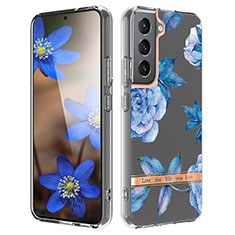 Samsung Galaxy S23 5G用シリコンケース ソフトタッチラバー 花 カバー サムスン ネイビー