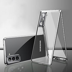 Samsung Galaxy S23 5G用ケース 高級感 手触り良い アルミメタル 製の金属製 360度 フルカバーバンパー 鏡面 カバー M03 サムスン シルバー