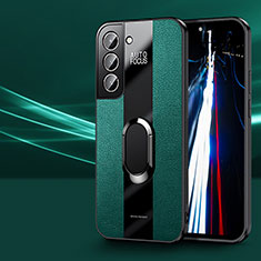 Samsung Galaxy S23 Plus 5G用シリコンケース ソフトタッチラバー レザー柄 アンド指輪 マグネット式 S03 サムスン グリーン