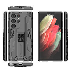 Samsung Galaxy S23 Ultra 5G用ハイブリットバンパーケース スタンド プラスチック 兼シリコーン カバー マグネット式 A03 サムスン ブラック