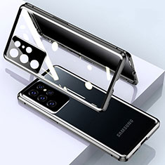 Samsung Galaxy S23 Ultra 5G用ケース 高級感 手触り良い アルミメタル 製の金属製 360度 フルカバーバンパー 鏡面 カバー M03 サムスン ブラック