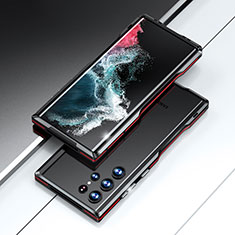 Samsung Galaxy S23 Ultra 5G用ケース 高級感 手触り良い アルミメタル 製の金属製 バンパー カバー A02 サムスン レッド・ブラック