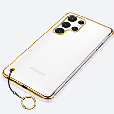 Samsung Galaxy S23 Ultra 5G用ハードカバー クリスタル クリア透明 H02 サムスン ゴールド