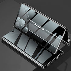 Samsung Galaxy S23 Ultra 5G用ケース 高級感 手触り良い アルミメタル 製の金属製 360度 フルカバーバンパー 鏡面 カバー サムスン ブラック