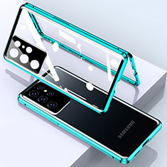 Samsung Galaxy S23 Ultra 5G用ケース 高級感 手触り良い アルミメタル 製の金属製 360度 フルカバーバンパー 鏡面 カバー M01 サムスン グリーン