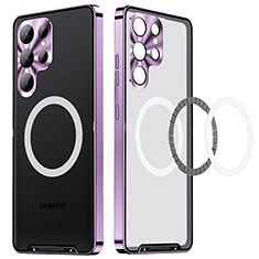 Samsung Galaxy S23 Ultra 5G用ケース 高級感 手触り良い メタル兼プラスチック バンパー Mag-Safe 磁気 Magnetic LK2 サムスン パープル
