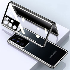 Samsung Galaxy S25 Ultra 5G用ケース 高級感 手触り良い アルミメタル 製の金属製 360度 フルカバーバンパー 鏡面 カバー M03 サムスン ブラック