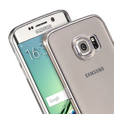 Samsung Galaxy S6 Edge SM-G925用極薄ソフトケース シリコンケース 耐衝撃 全面保護 クリア透明 サムスン グレー